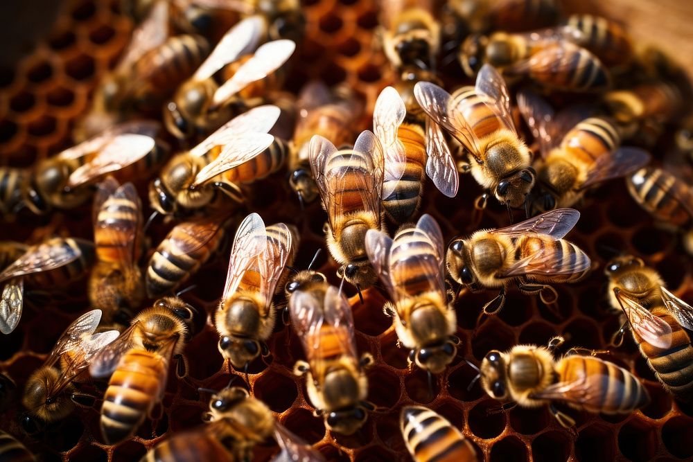 Swarm of honeybees beehive animal insect.