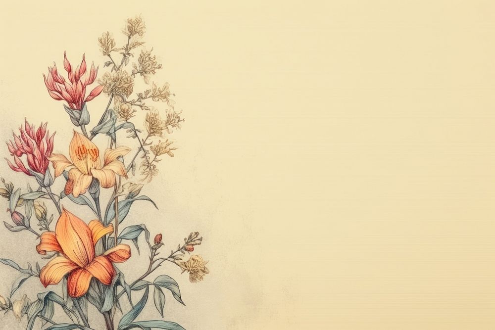 Vintage drawing of wildflower sketch backgrounds painting.