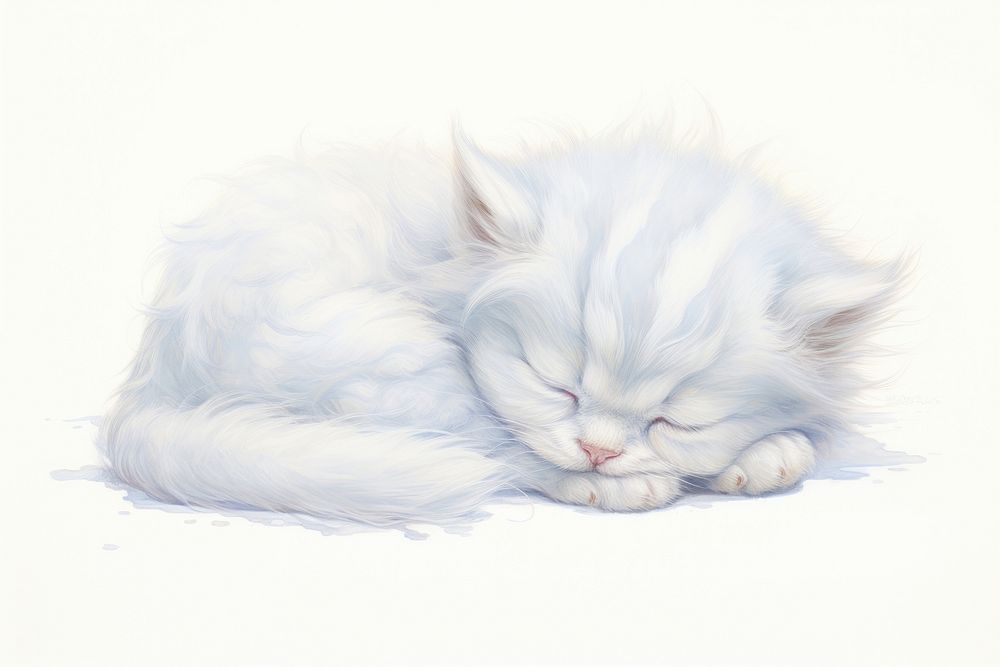 Sleepy kitten illustration drawing animal mammal.