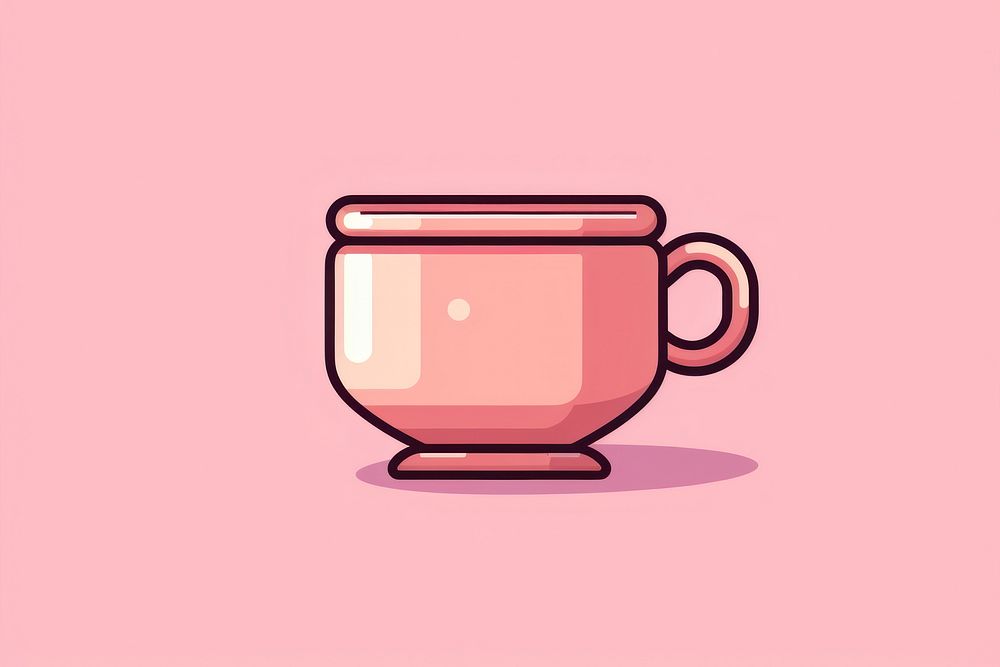 Tea cup pixel coffee drink mug.