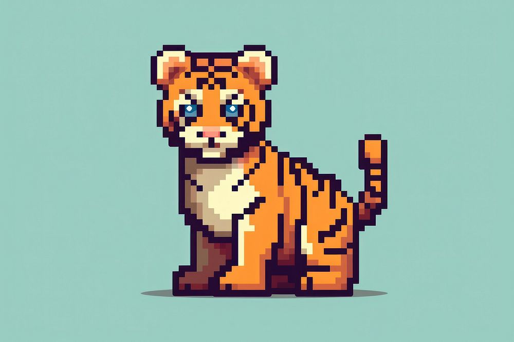 Tiger pixel animal mammal pet.