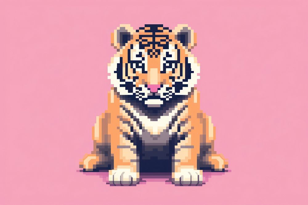 Tiger pixel wildlife animal mammal.