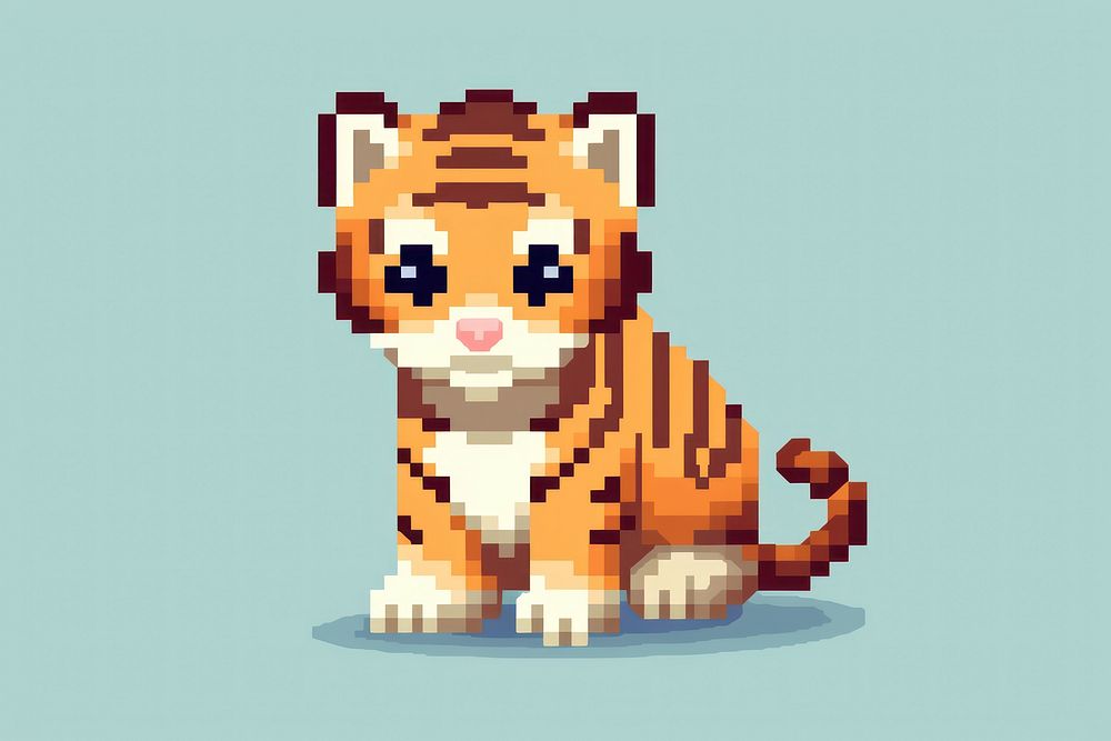 Tiger pixel animal mammal representation.