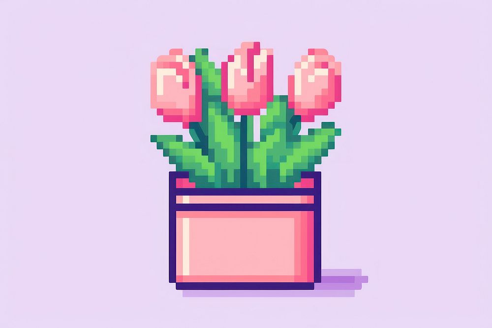 Tulip box pixel art graphics flower.