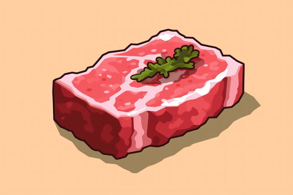 Beef meat pixel steak food vegetable.