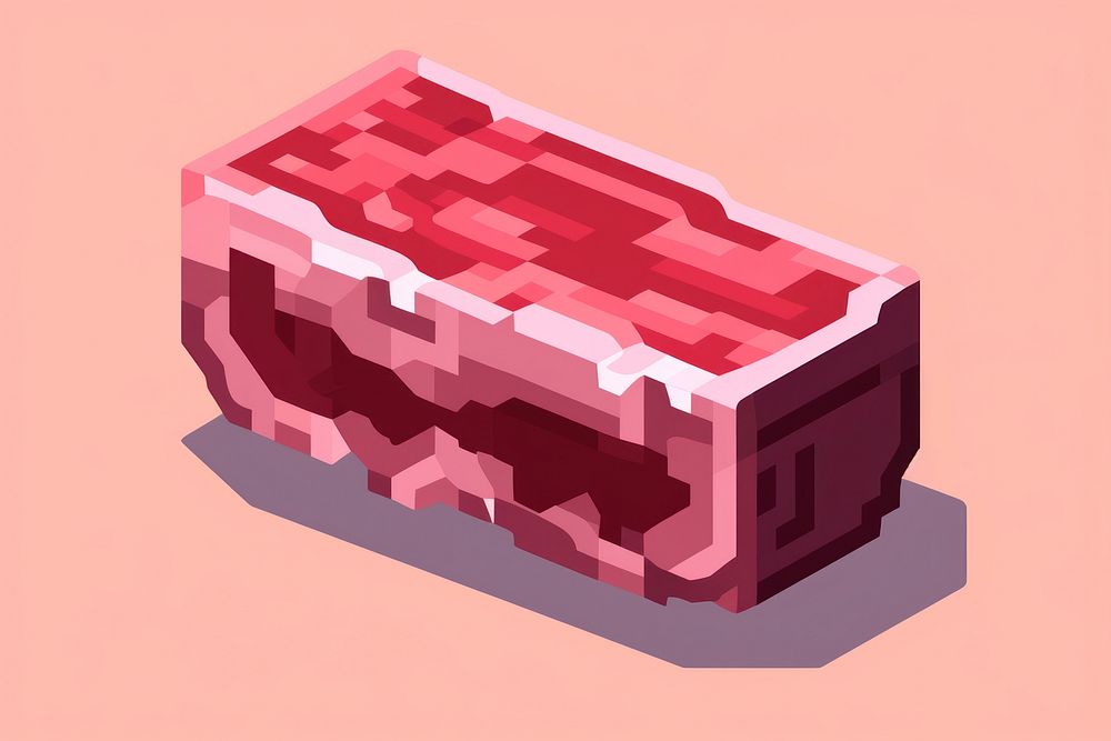 Beef meat pixel clapperboard pixelated block.