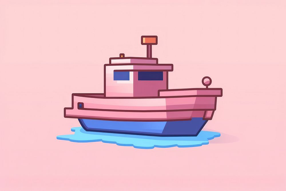 Boat pixel vehicle transportation watercraft.