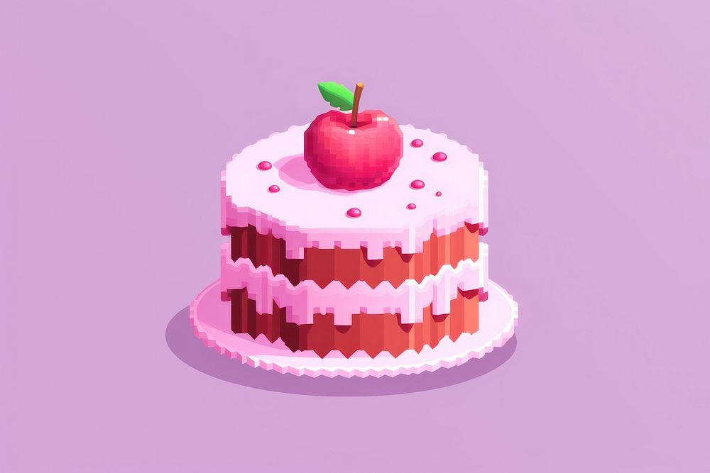 Cake pixel dessert food strawberry.