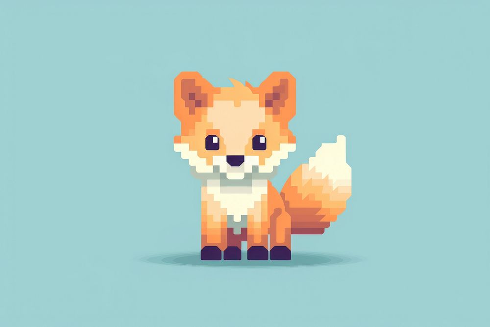 Fox pixel animal mammal cute.