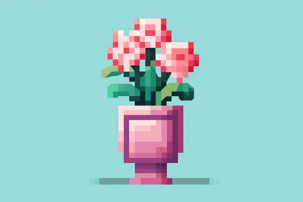 Flower vase pixel art graphics plant.