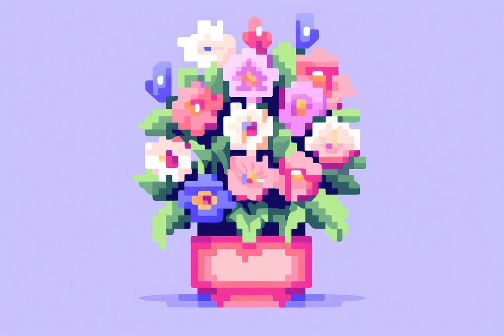 Flowers pixel art graphics pattern.