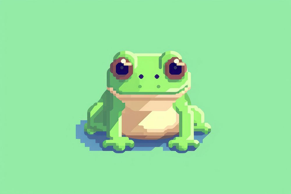 Frog pixel amphibian animal representation.