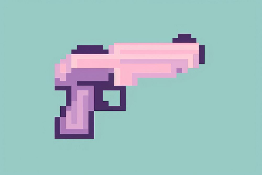 Gun pixel handgun purple art.