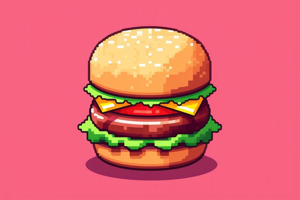 Hamburger pixel food vegetable freshness.