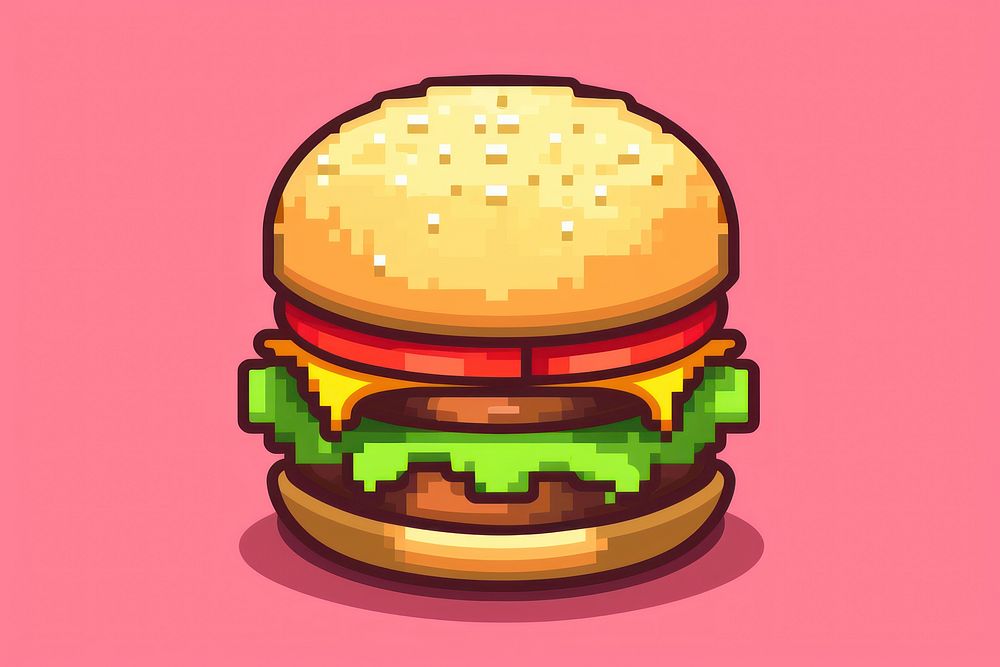 Hamburger pixel food freshness sandwich.