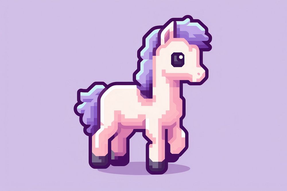 Horse pixel animal mammal purple.