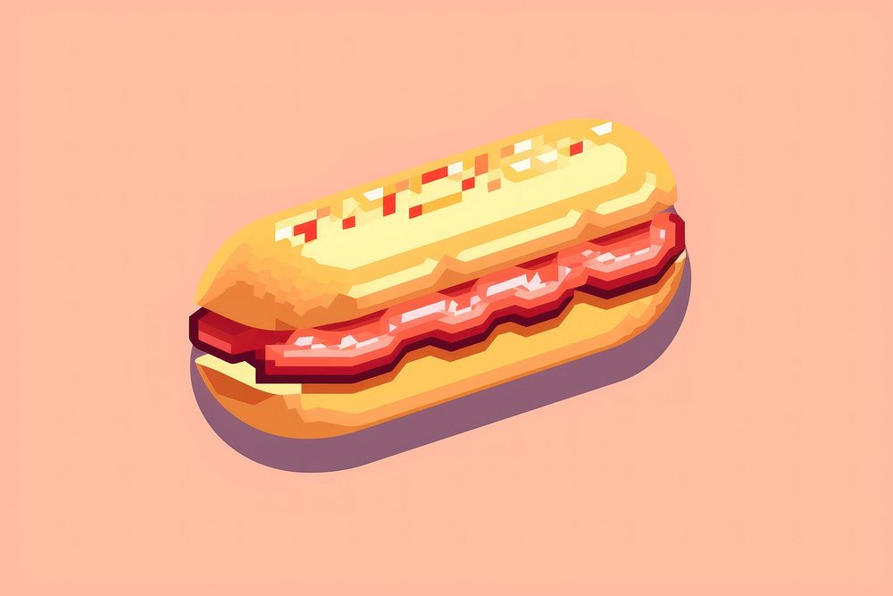 Hotdog pixel food freshness mustard.
