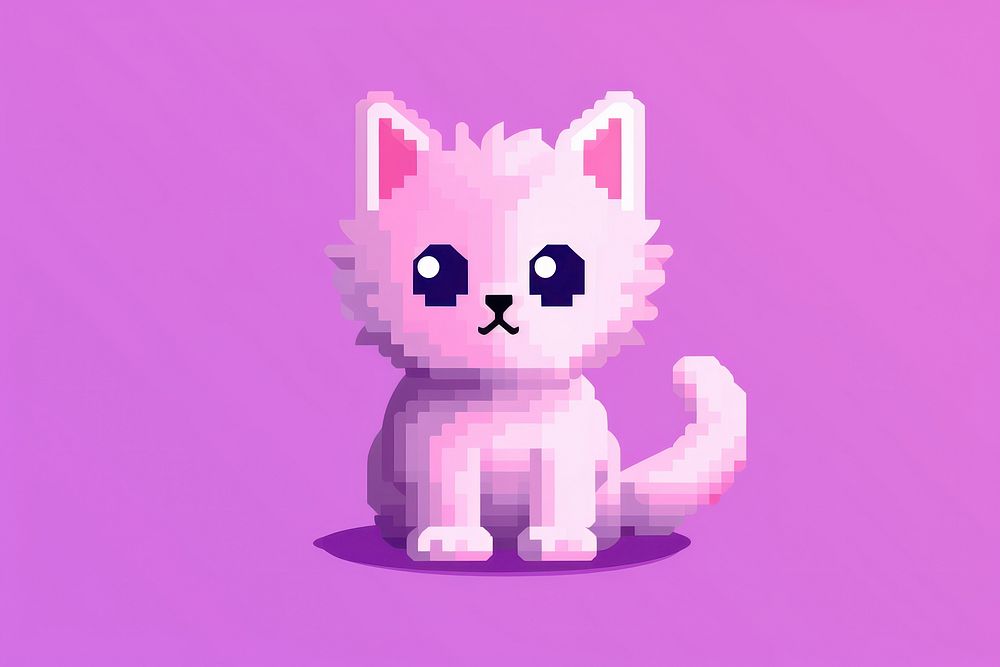 Kitten pixel animal purple cute.