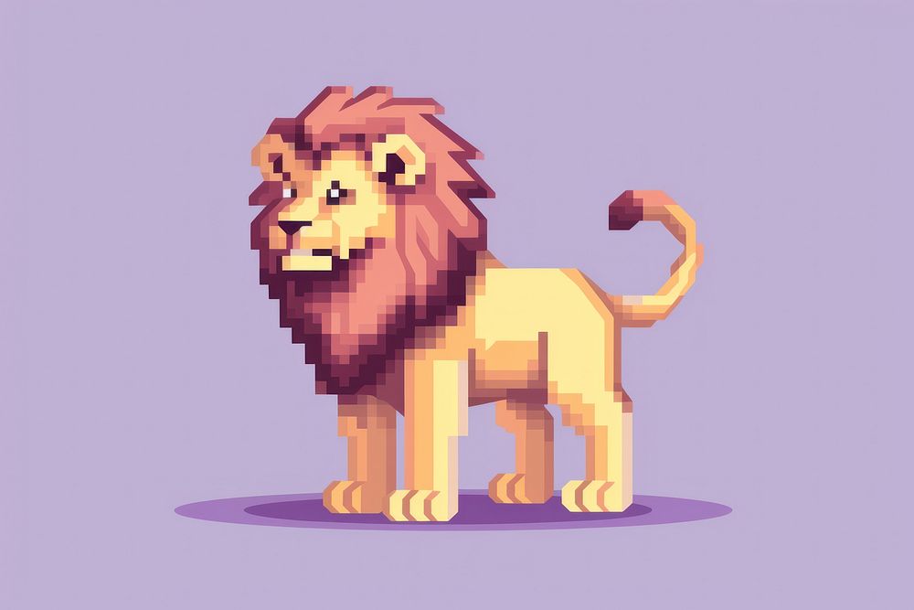 Lion pixel mammal animal representation.