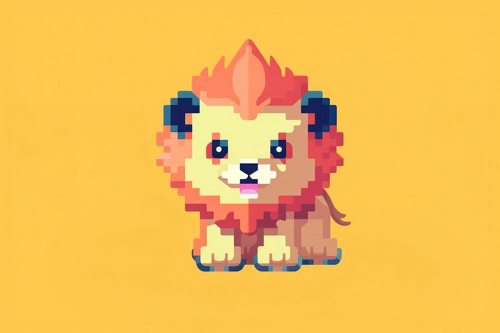 Lion pixel graphics mammal cute.
