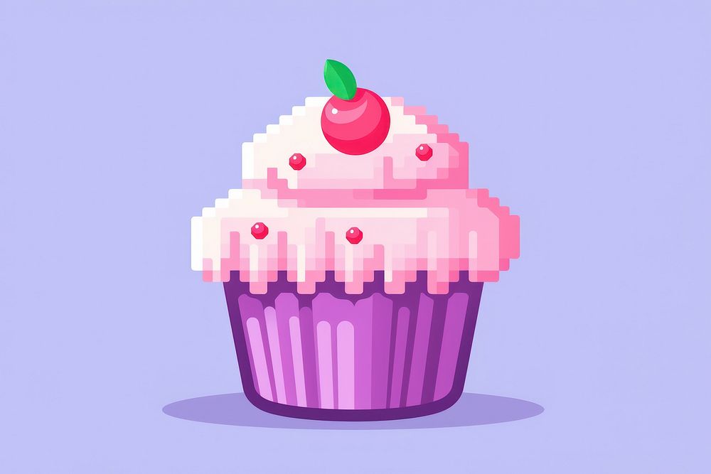 Muffin pixel cupcake dessert cream.