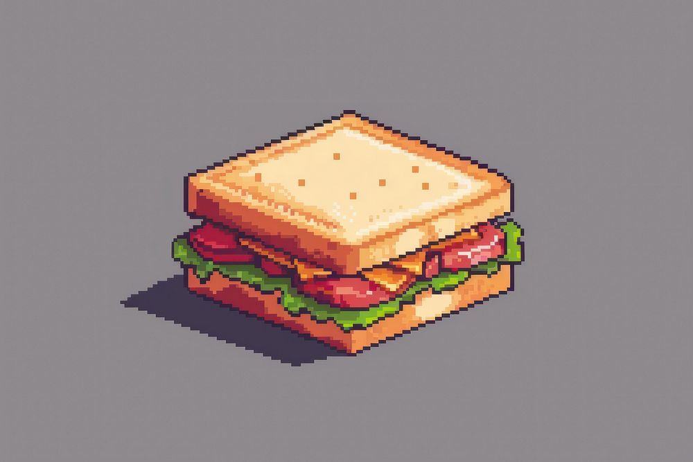 Sandwich pixel bread food hamburger.