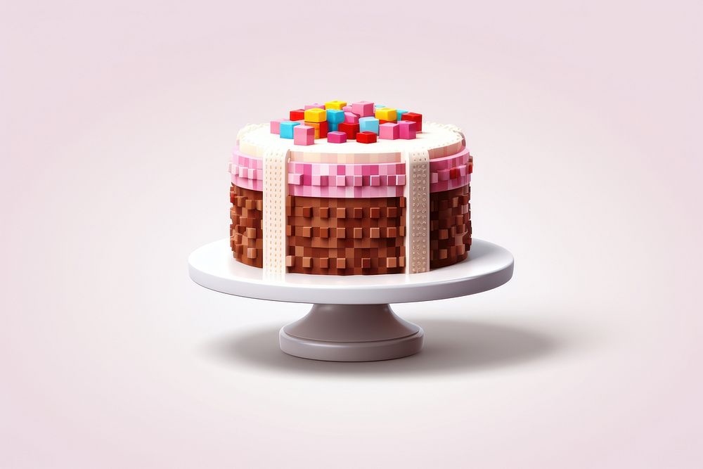 3D pixel art cake dessert cupcake icing.