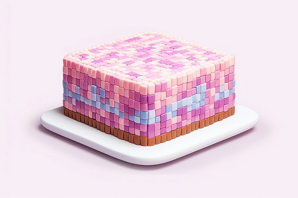 3D pixel art cake dessert food furniture.