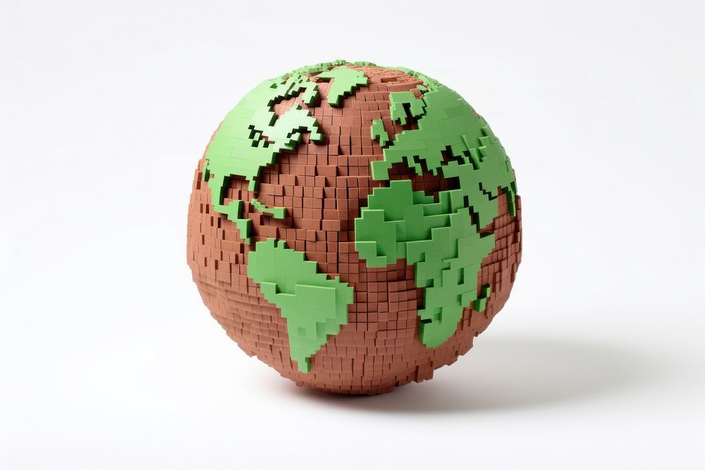 Earth brick toy sphere planet globe.