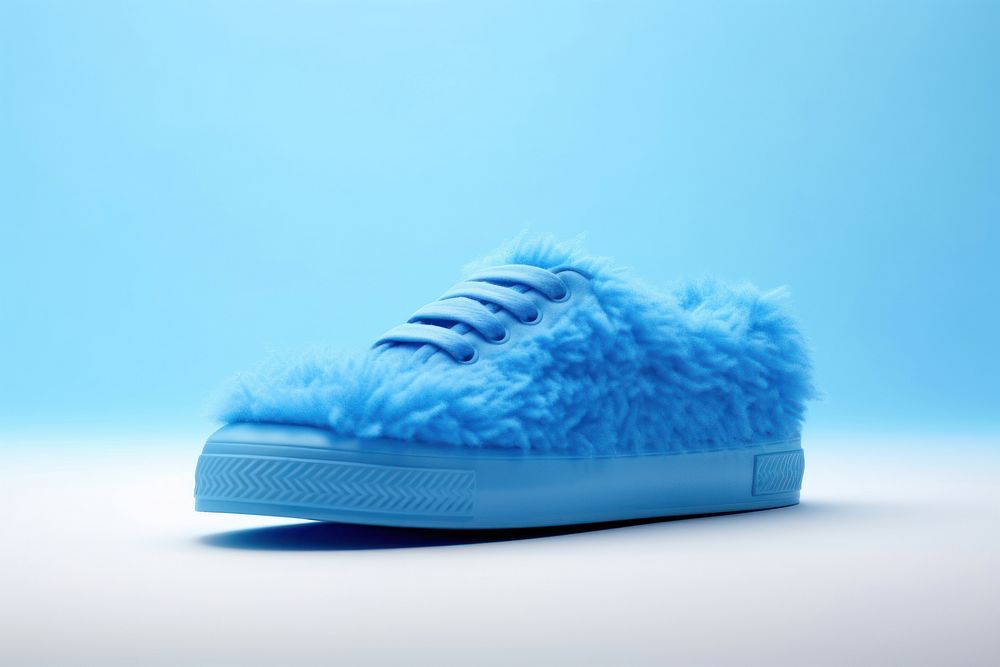 Shoes fluffy wool footwear blue turquoise.