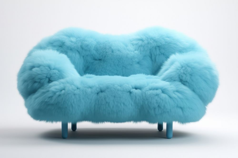 Sofa fluffy wool furniture relaxation turquoise.