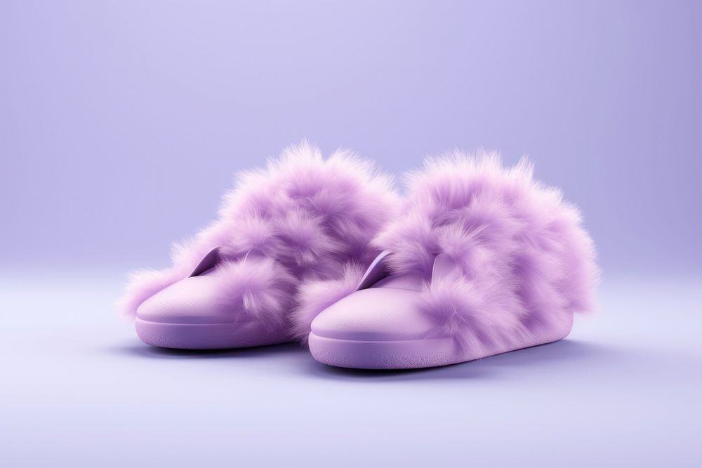 Shoes fluffy wool footwear purple softness.