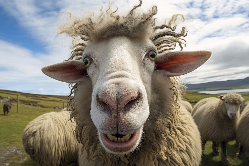 Selfie sheep livestock animal mammal.