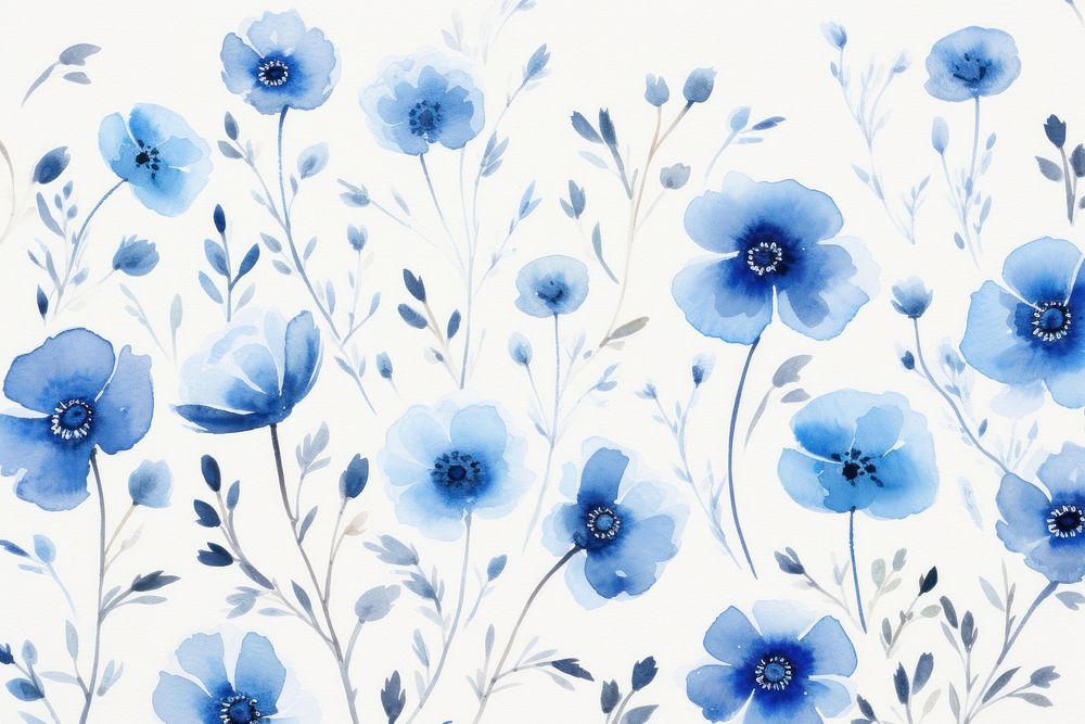 Background blue flowers backgrounds pattern plant.