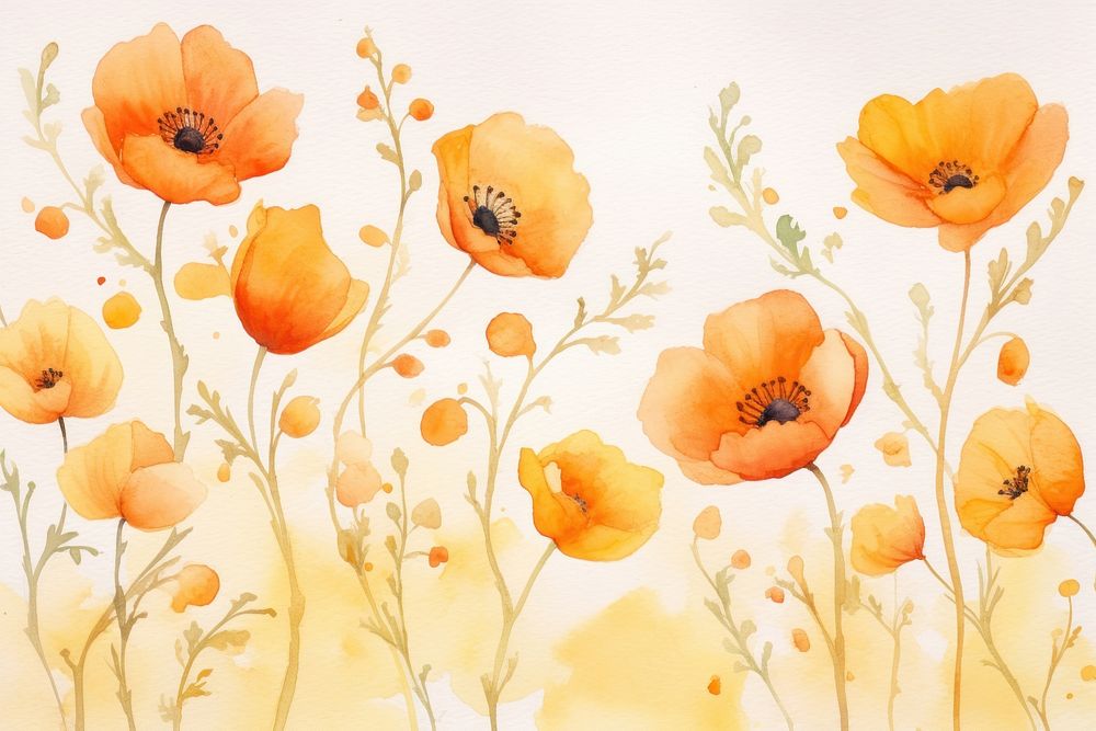 Background orange flowers backgrounds painting pattern.