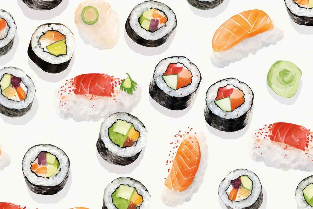 Sushi pattern background food rice meal.