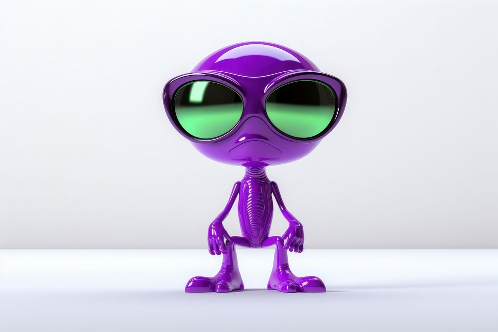 A aliens purple sunglasses cartoon.
