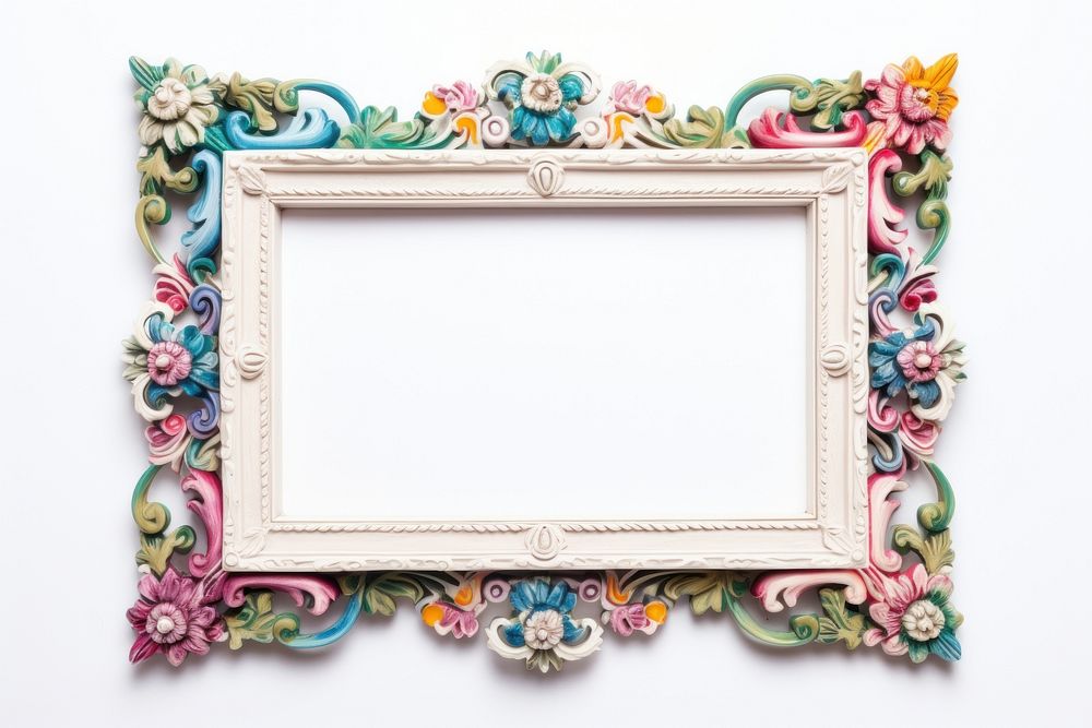 Colorful frame rectangle art white background.