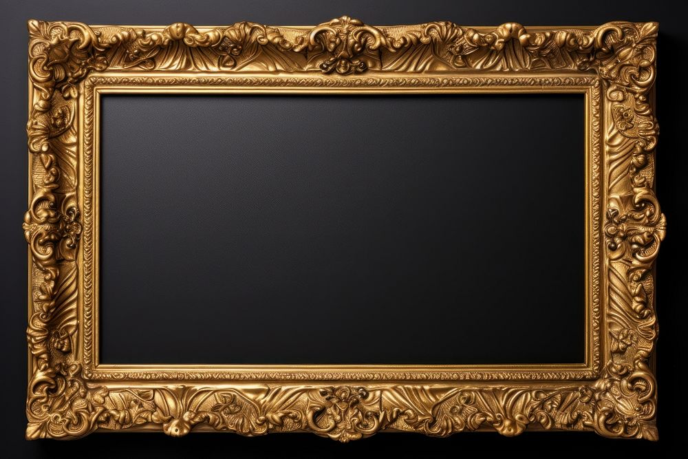 Gold and black frame blackboard rectangle photo.