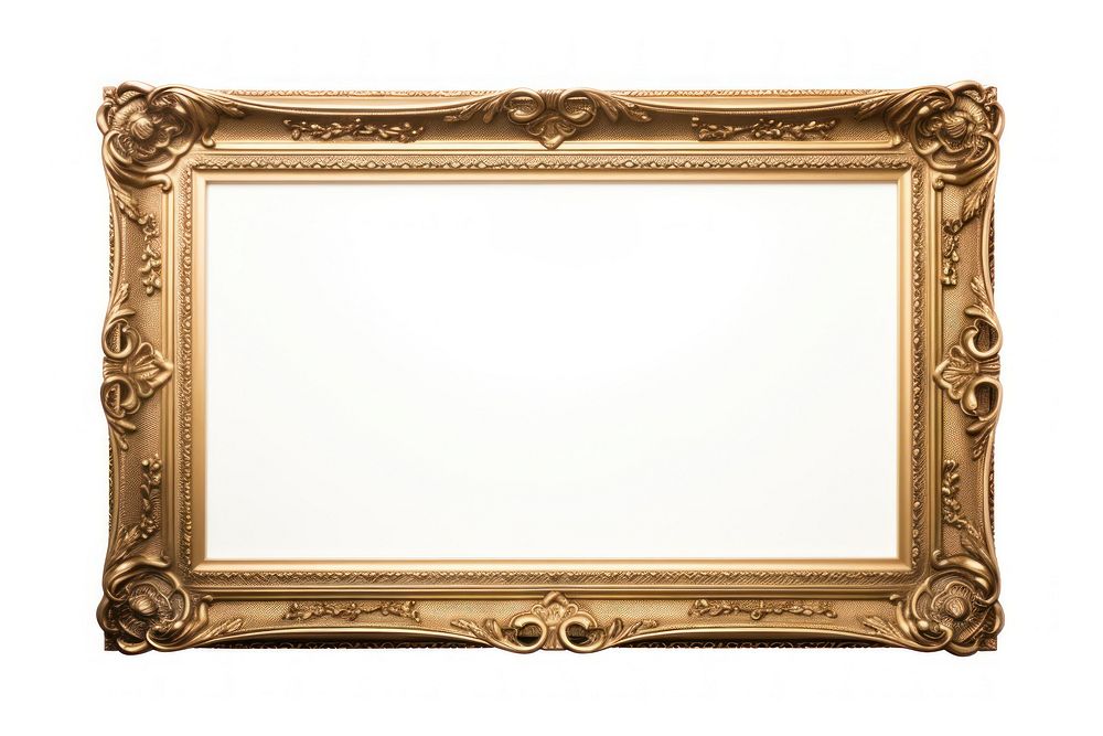 Gold frame rectangle mirror photo.