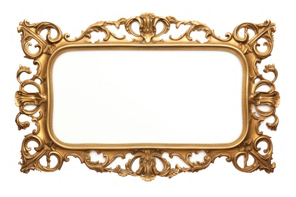 Gold iron frame rectangle mirror photo.