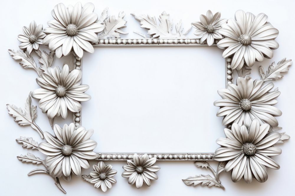 Daisy silver frame flower white art.