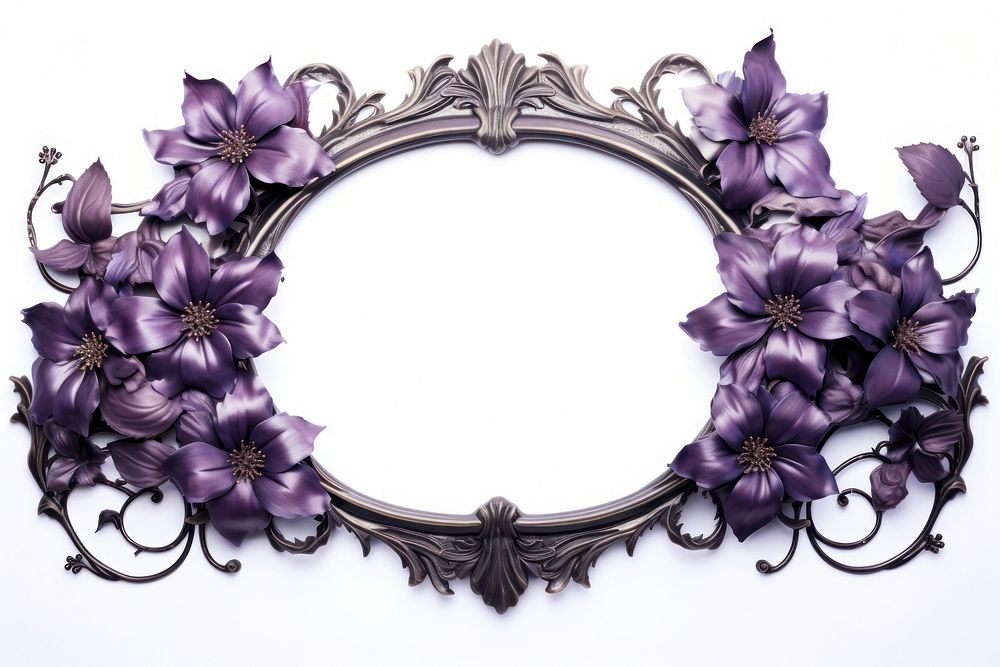 Dark purple iron flower frame plant white background accessories.