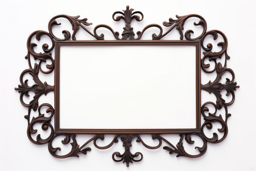 Iron brown frame rectangle white background architecture.