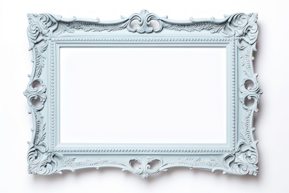 Light blue frame backgrounds rectangle mirror.