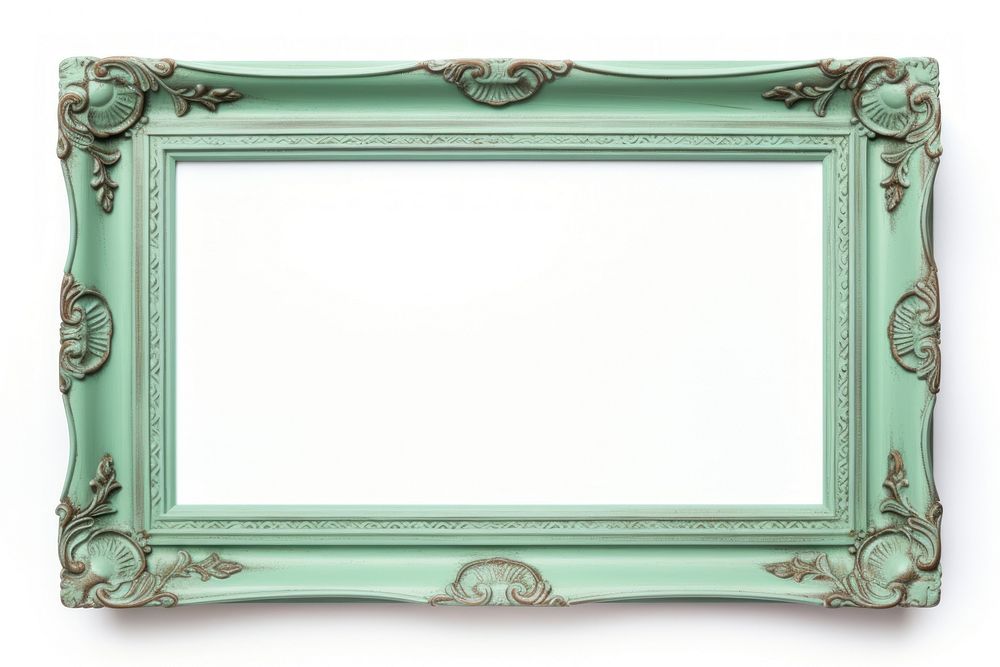 Mint green frame rectangle white background architecture.
