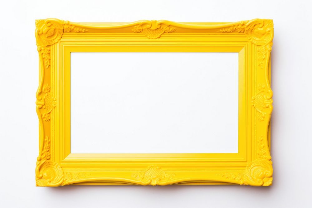 Yellow plastic frame backgrounds rectangle white background.