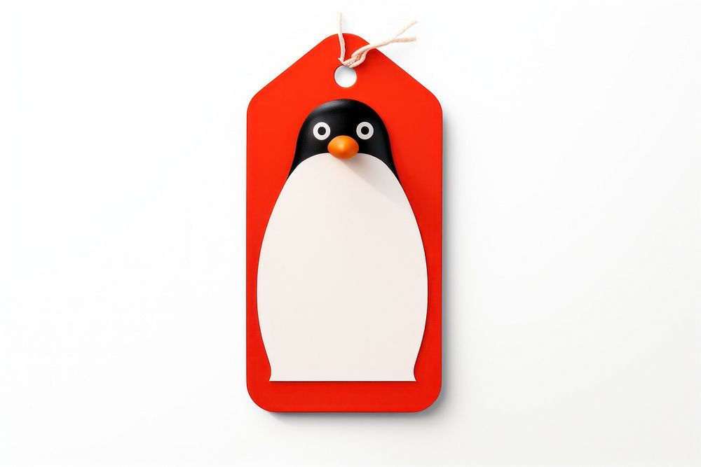 Price tag paper label penguin shape bird white background anthropomorphic.