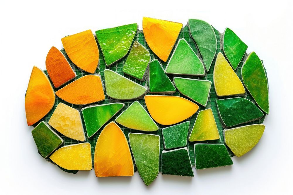 Mosaic tiles of mango shape glass art.
