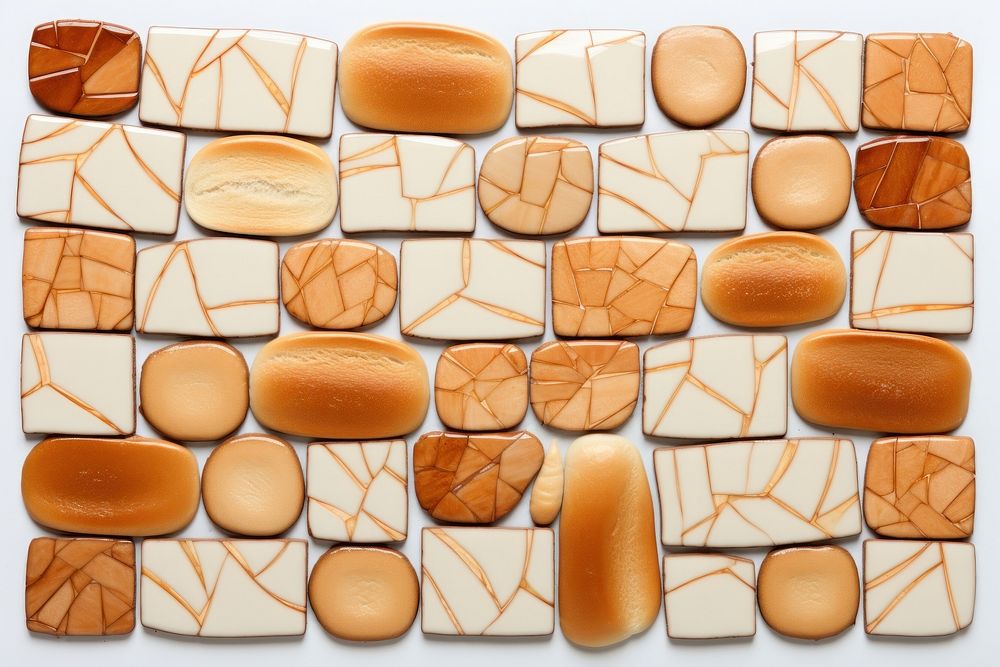 Mosaic tiles of biscuits backgrounds shape food.